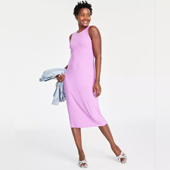 NWT. ON 34TH Rib-Knit Midi Tank Dress In Purple Opal - Picture 1 of 6